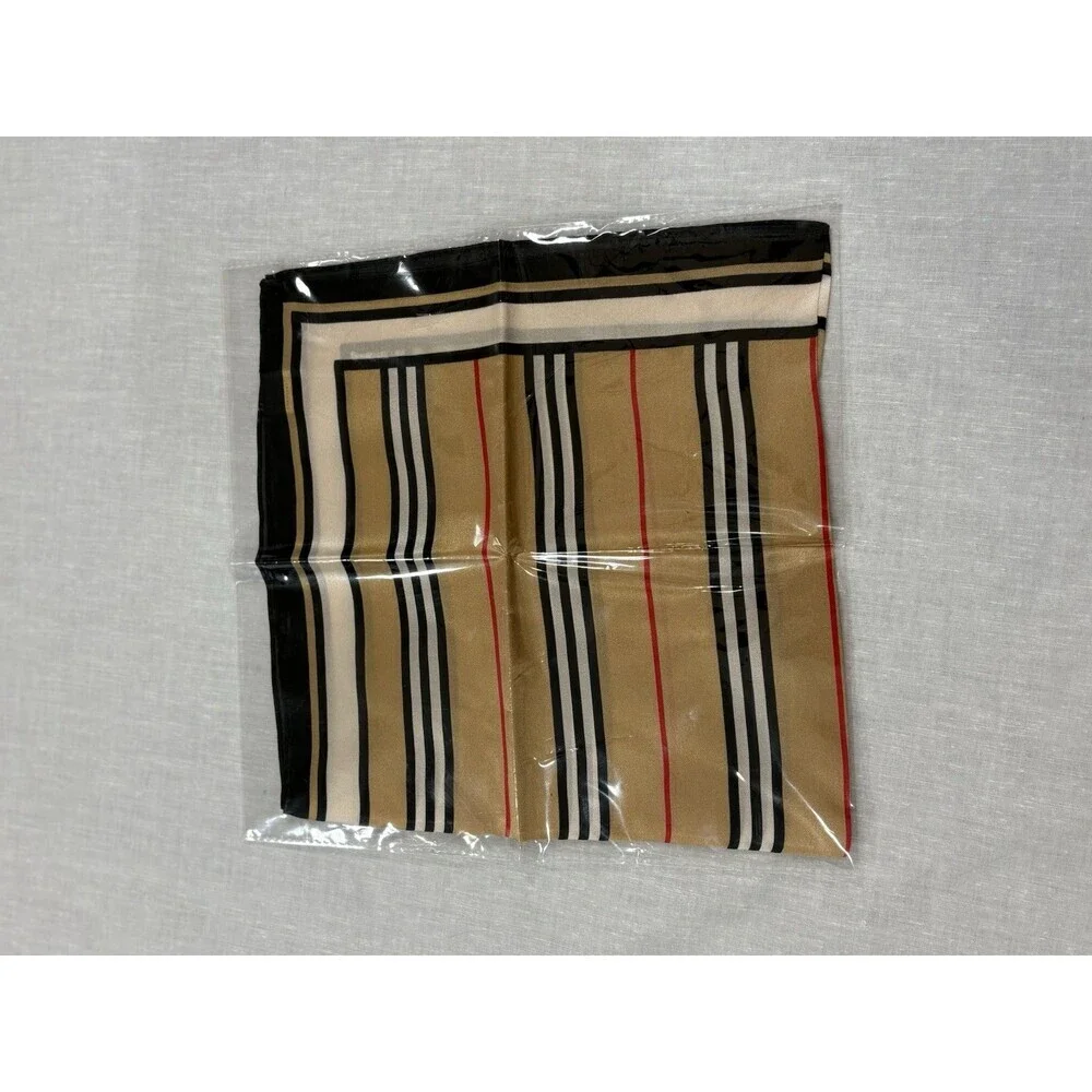 Women’s 100% Silk Multicolored Striped Scarf 20” x 20”